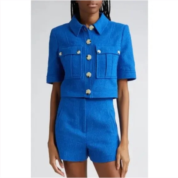 Veronica Beard Rosalina Cobalt Short Sleeve Jacket 16 - Picture 1 of 12